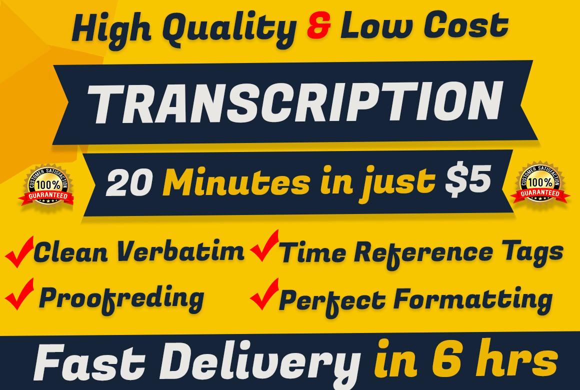 I will manually transcribe audio and do video transcription