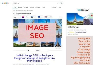I will do Image SEO to Rank your Image on 1st page of Google or any Marketplace