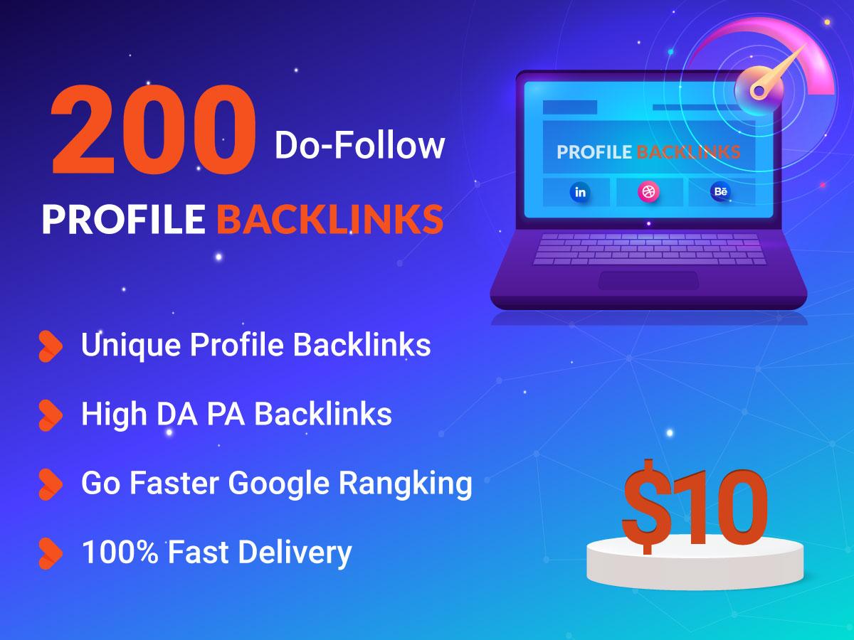 I will create 200+ High Authority Profile Backlinks For SEO Ranking