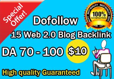 I Will build 15 high DA web 2.0 blog backlinks manually for SEO ranking
