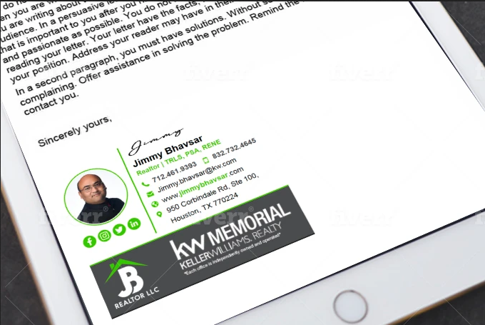 I will make a clickable HTML email signature for outlook, gmail etc