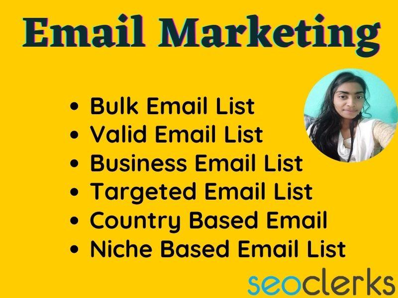 Email list on a targeted niche and any country verified email