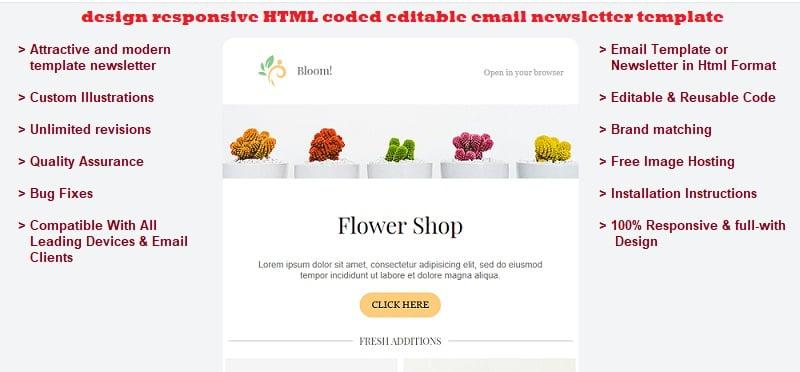 I will design responsive HTML coded editable email template 