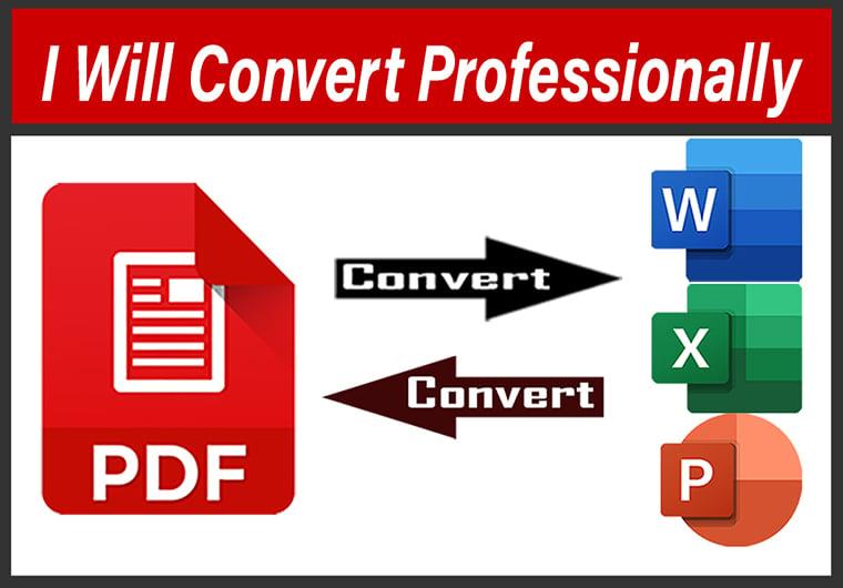 I will file conversion PDF to excel or PDF word professionally