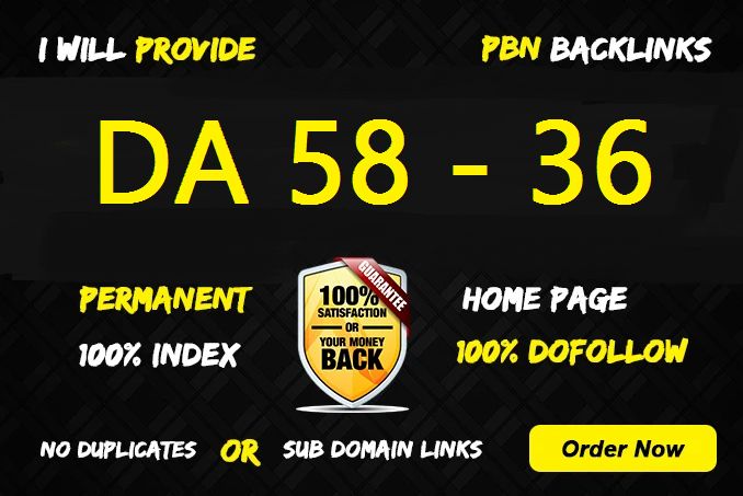 Get 10 Permanent Manual High Quality DA 58 - 36 Homepage Dofollow PBN Backlinks