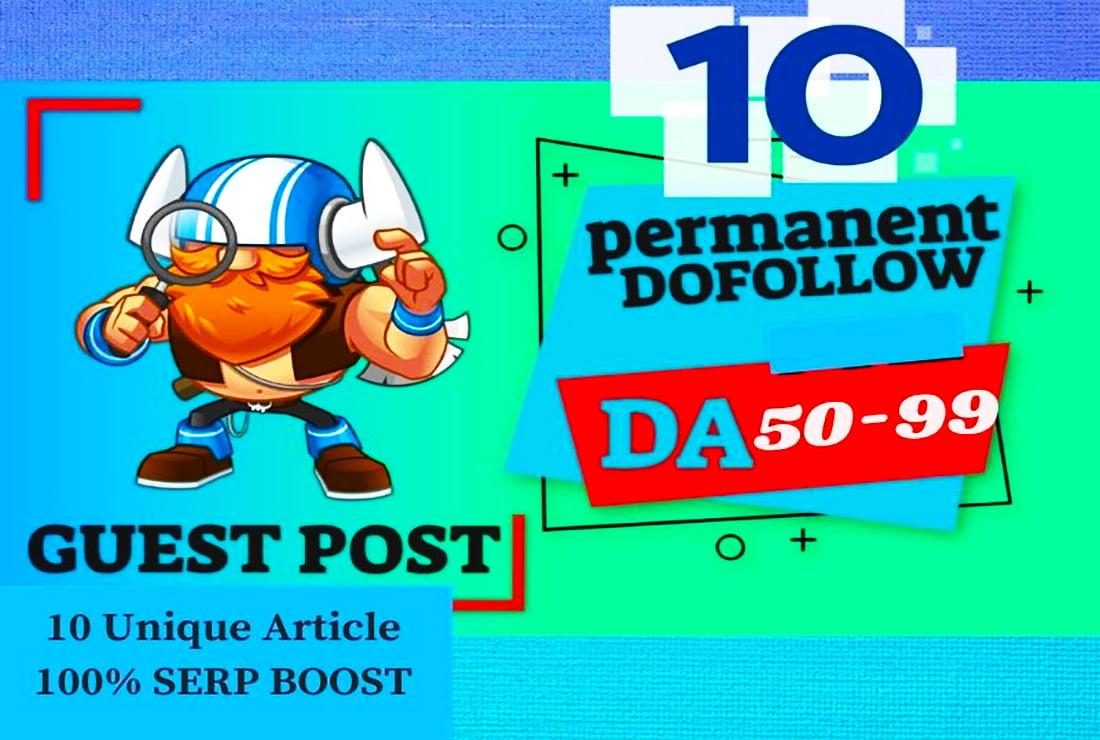 10 SEO Guest Post Dofollw Backlinks Contextual on High DA 50-99 Website