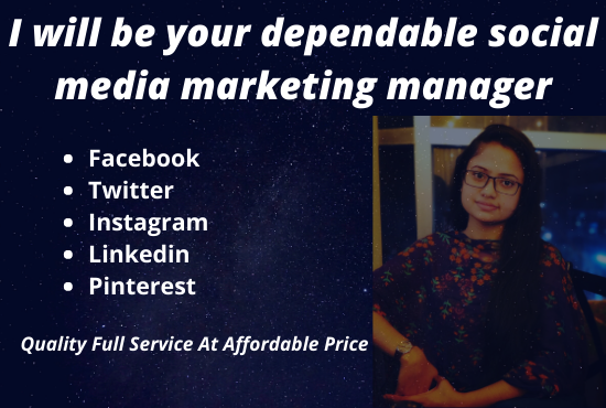 I'll be your dependable social media marketing manager