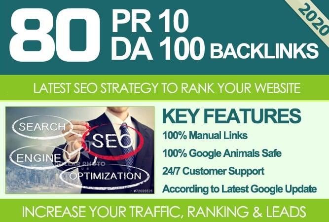 I Will MANUALLY Do 80 UNIQUE PR10/SEO BackIinks on/DA100 sites Plus Links