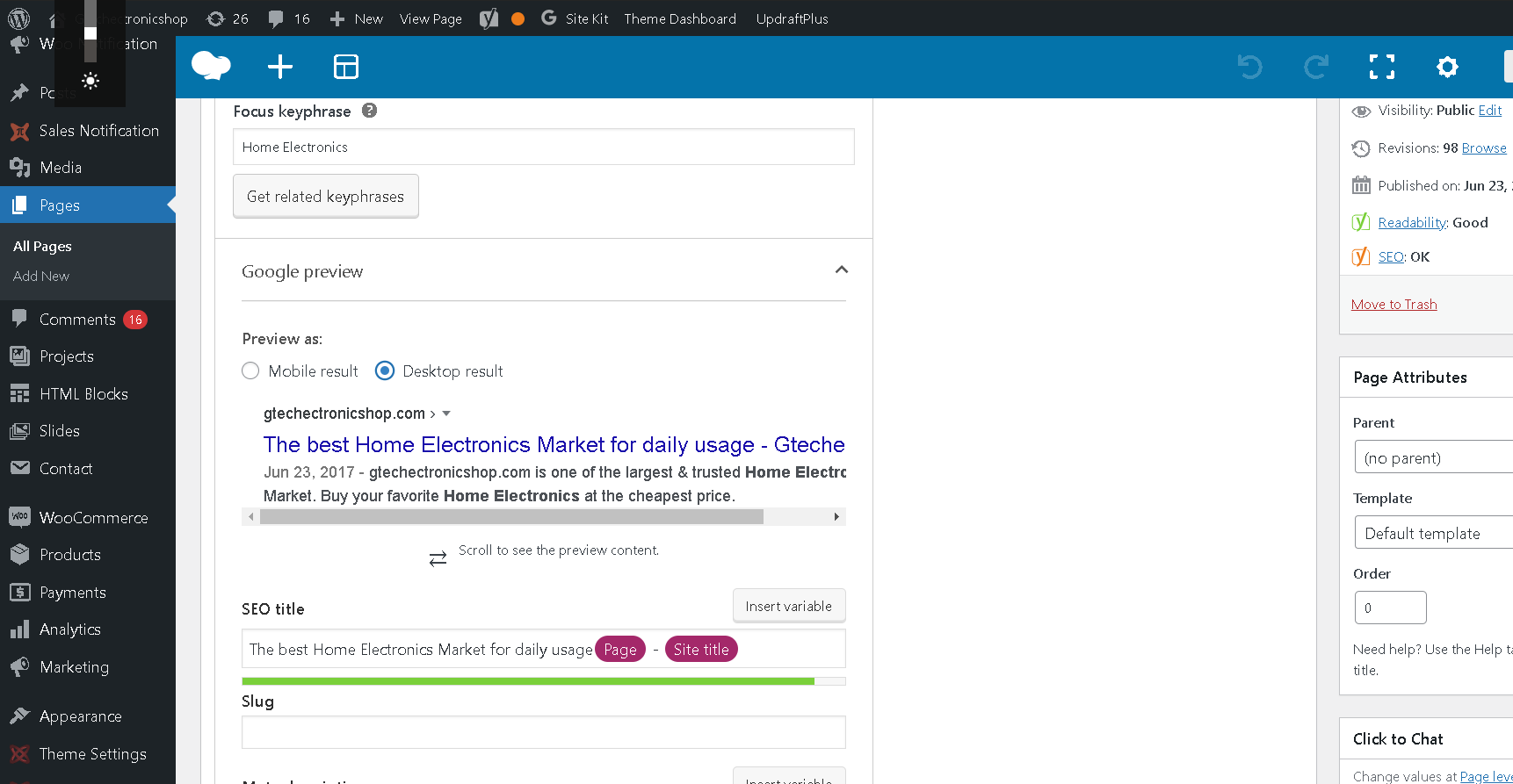 Complete WordPress On Page SEO and Technical SEO to rank website on the first page for 5 pages