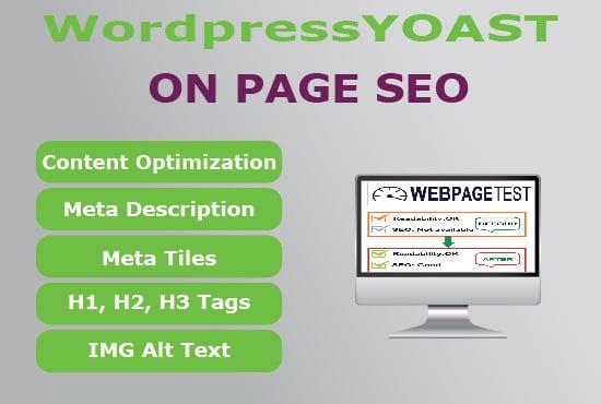 I will do On page SEO using Yoast SEO plugin