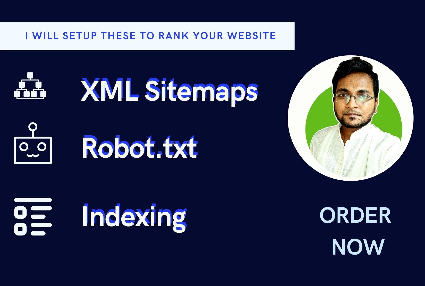 I will setup yoast seo,XML sitemaps,robot txt and also Index your site 