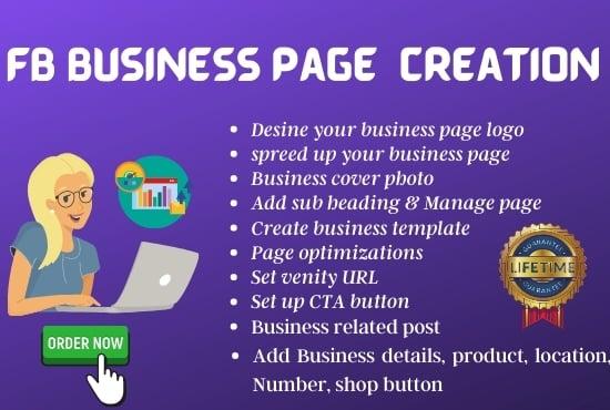 I will create your Facebook Business page for your business 