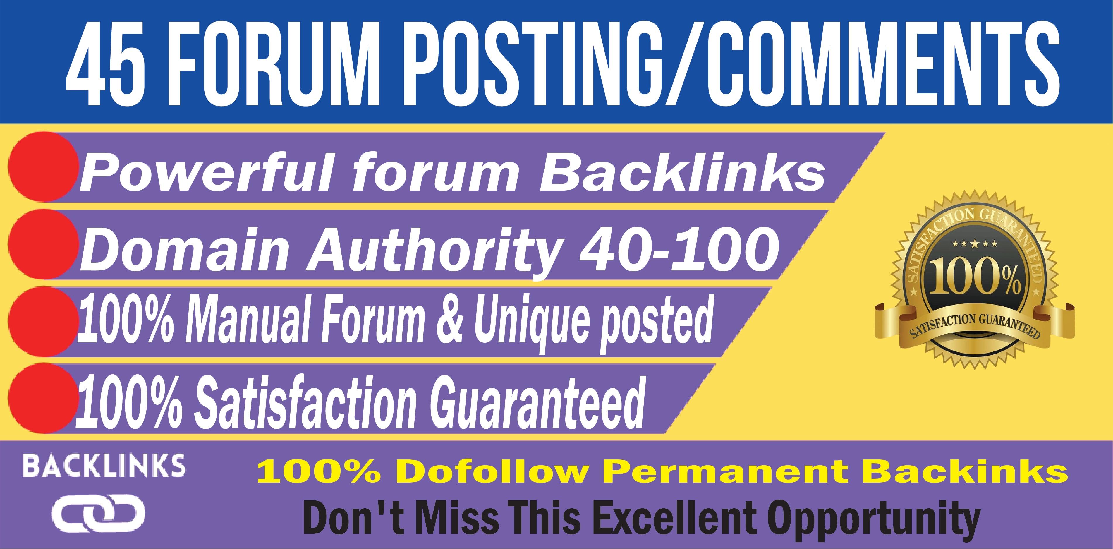 Create Forum Posting Backlinks 45 High Authority Links 