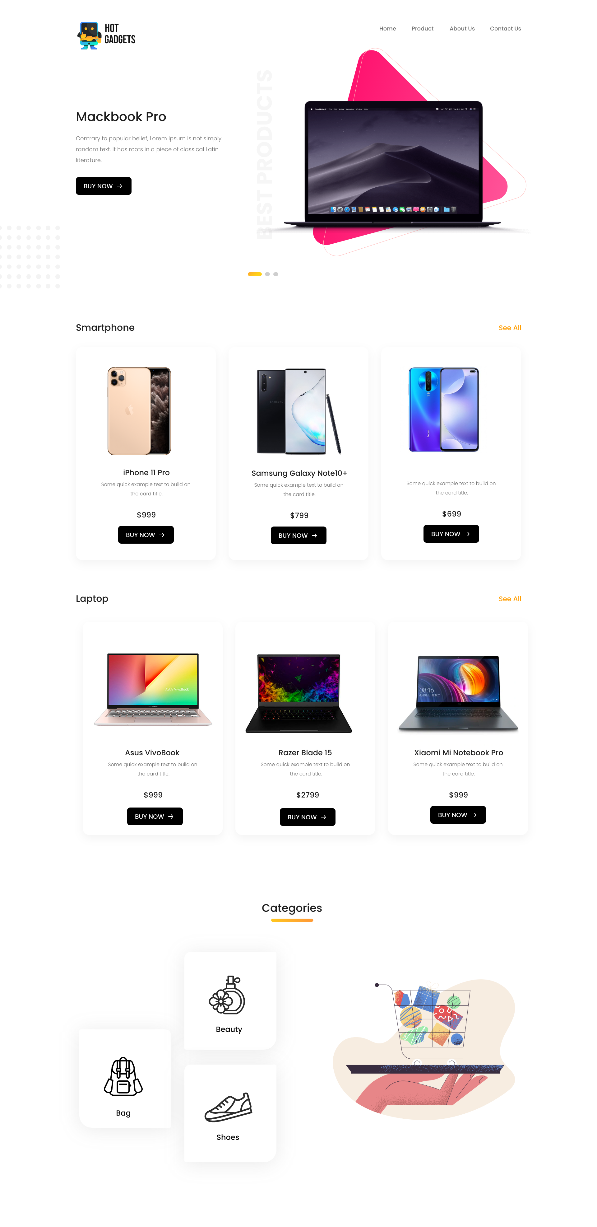 web design, portfolio, landing page, e-commerce, blog website design