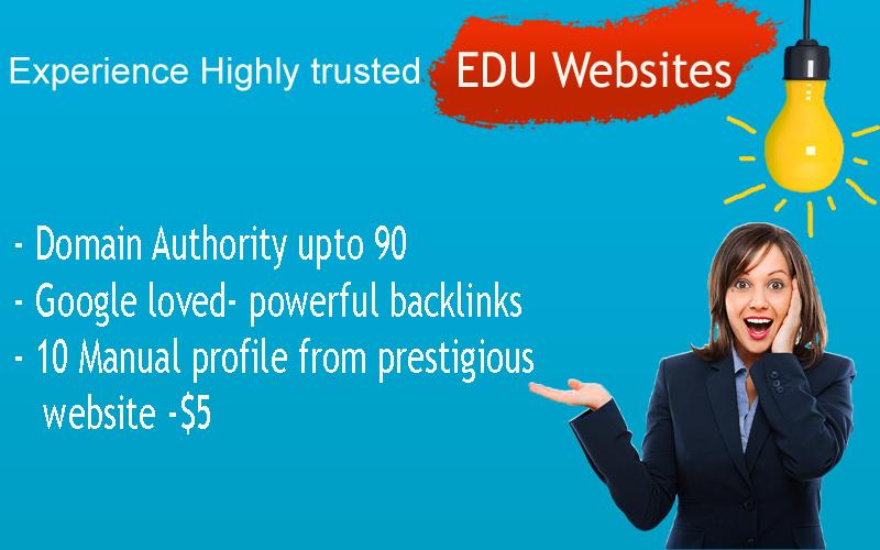  EDU Profiles- Manually built- prestigious websites - DA upto 90 