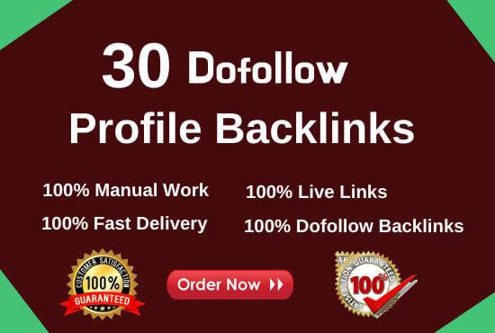 I will do 30 HQ dofollow SEO profile backlinks for link building