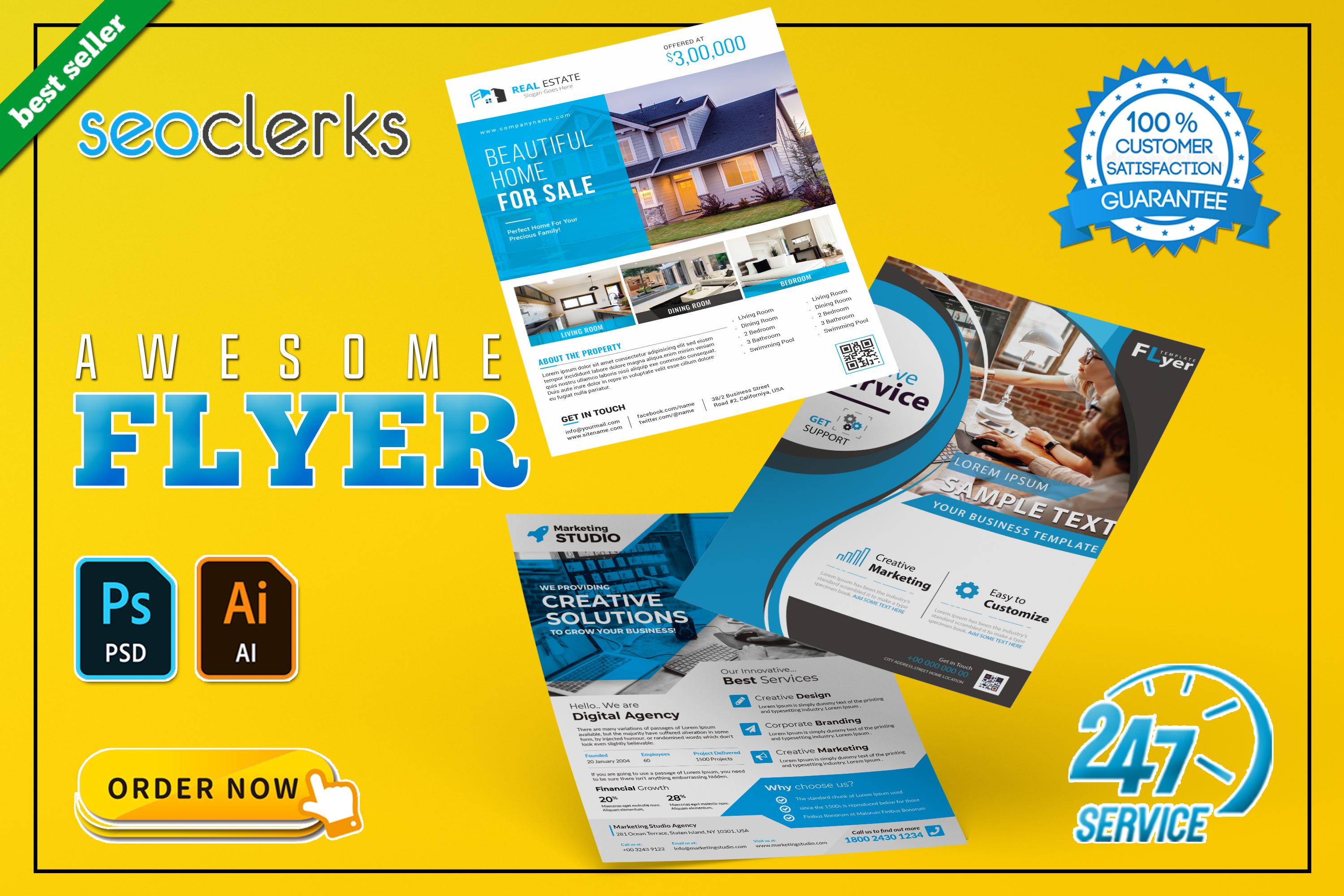 I will do real estate flyer, corporate flyer or business flyer design