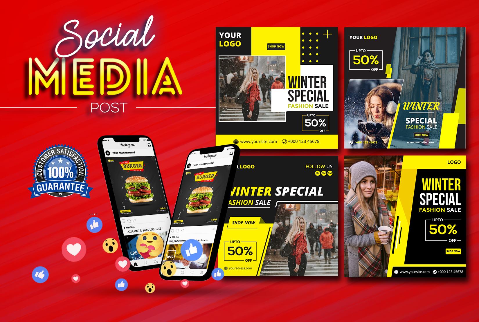 I will design social media posts, banner, cover for Facebook, Instagram