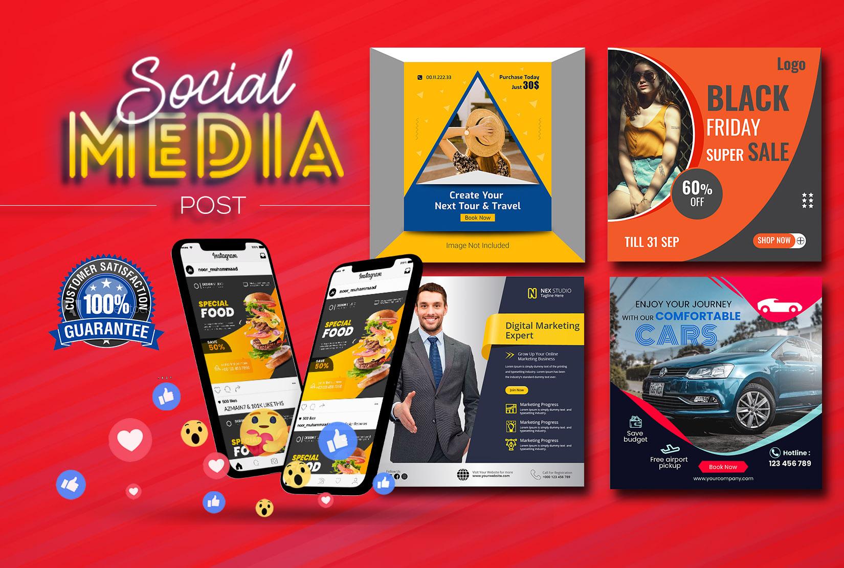I will design attractive social media posts by canva
