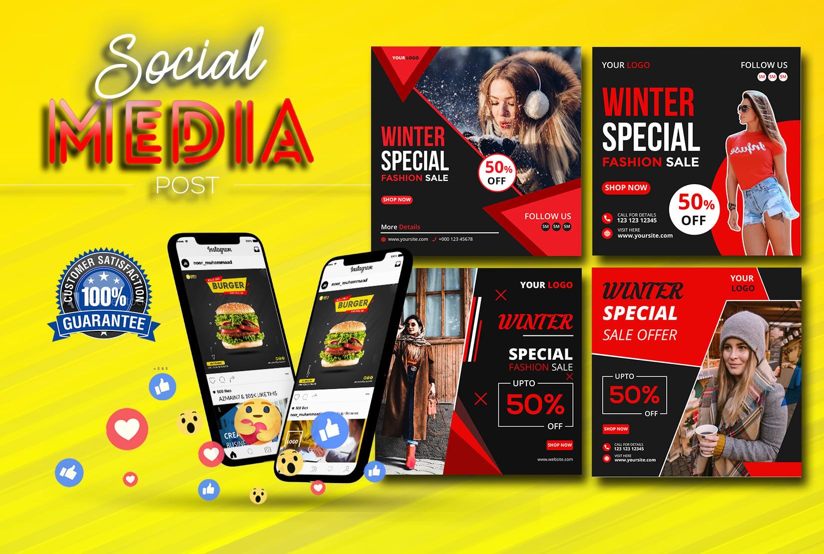 I will design social media posts, banner, cover for Facebook, Instagram