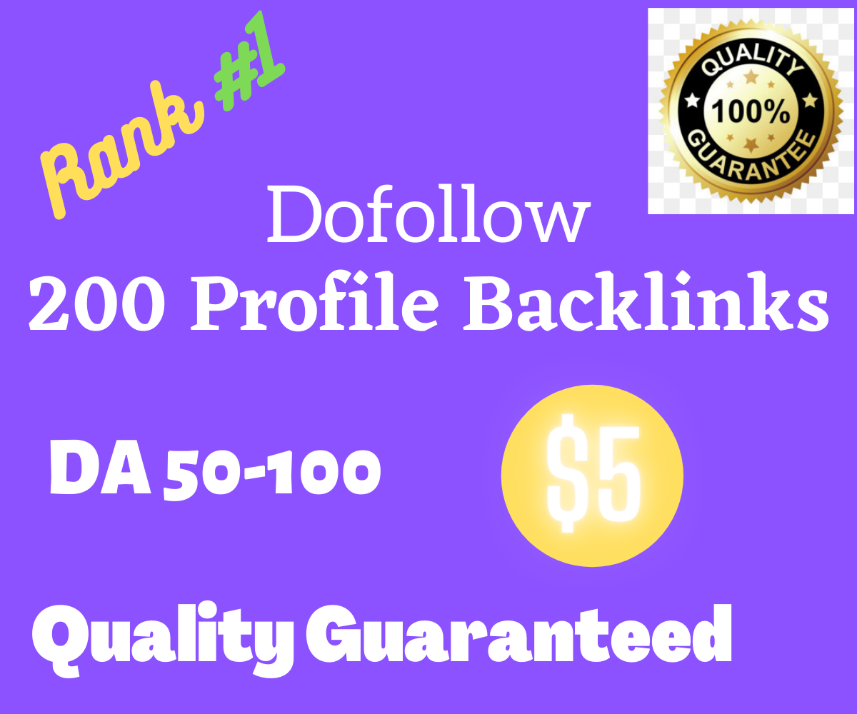 Create 200 High DA Profile Backlinks Manually for SEO Ranking