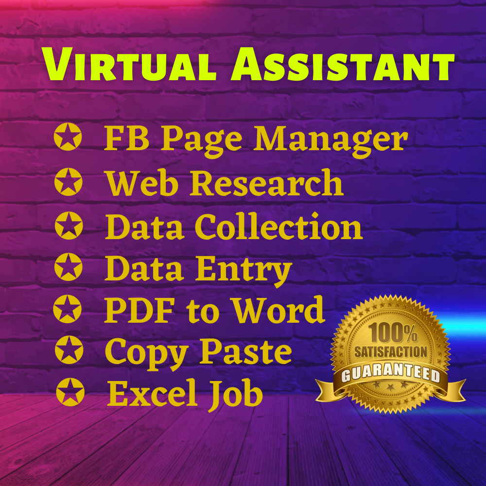 I will be your Best Virtual Assistant, Data Entry, Web Research, Any Kind of Leads etc! 