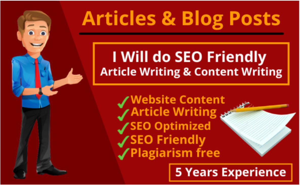 I will write unique SEO friendly website content, articles and blog post