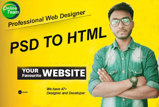 I will convert website design, psd to html, xd, image to html with high-quality responsive layout
