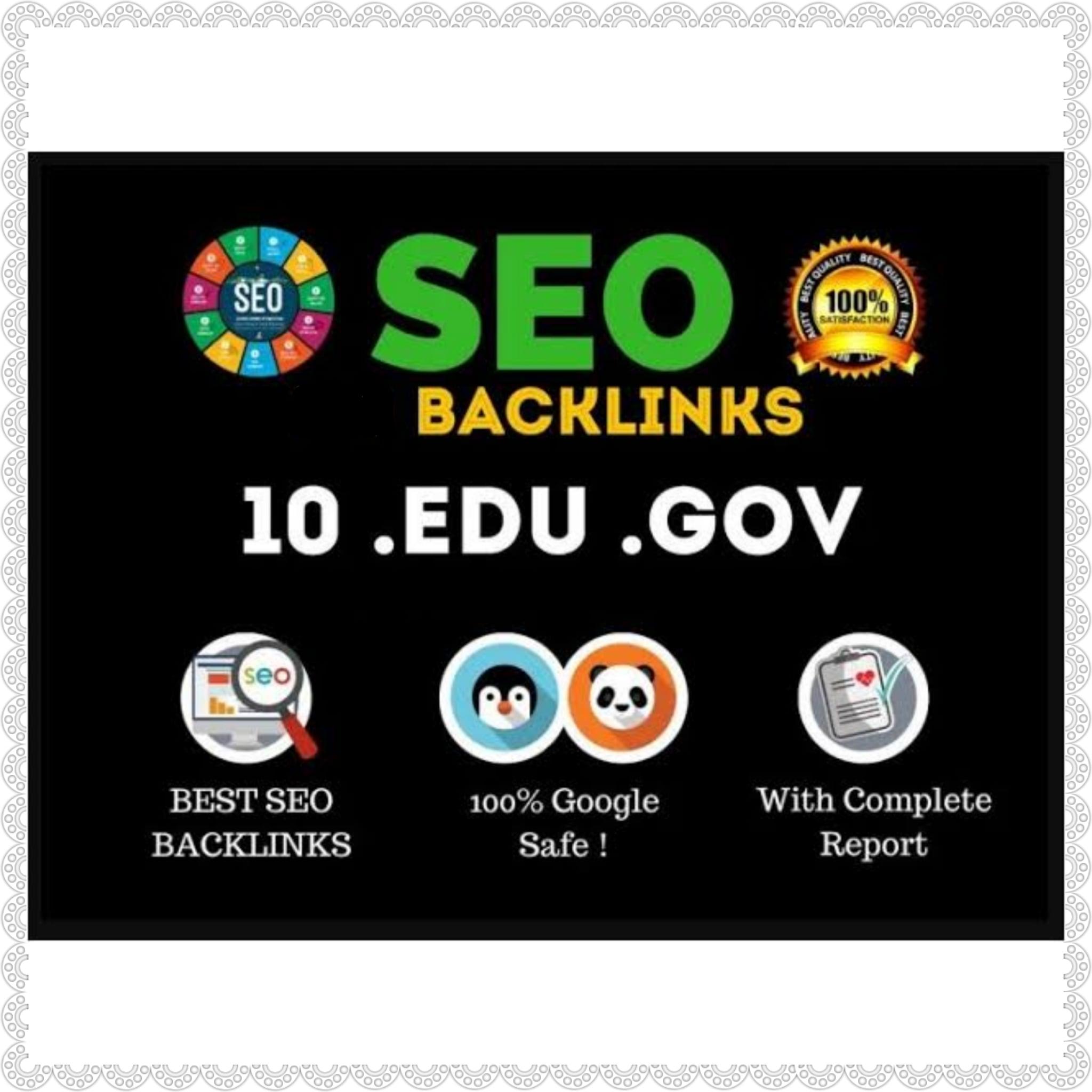 10 EDU 10 GOV and 40 blog comments total 60 backlinks High DA PA