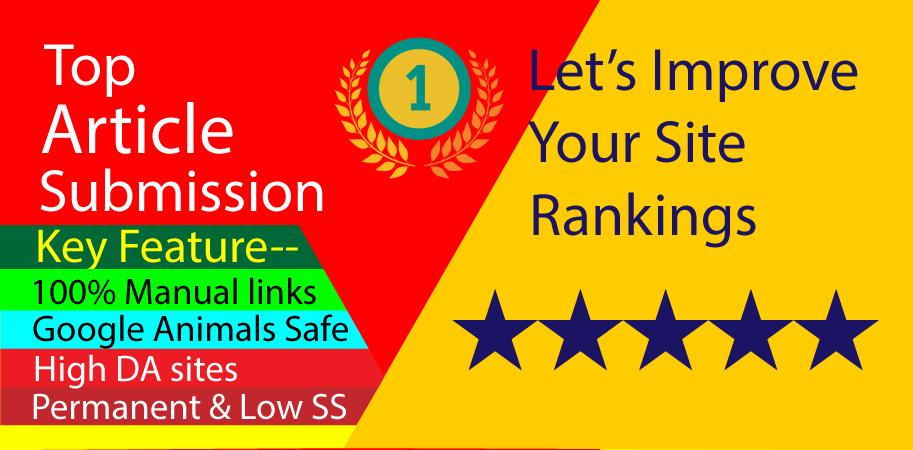 I will provide 30 HQ Article submission backlinks to promote and increase web traffic 