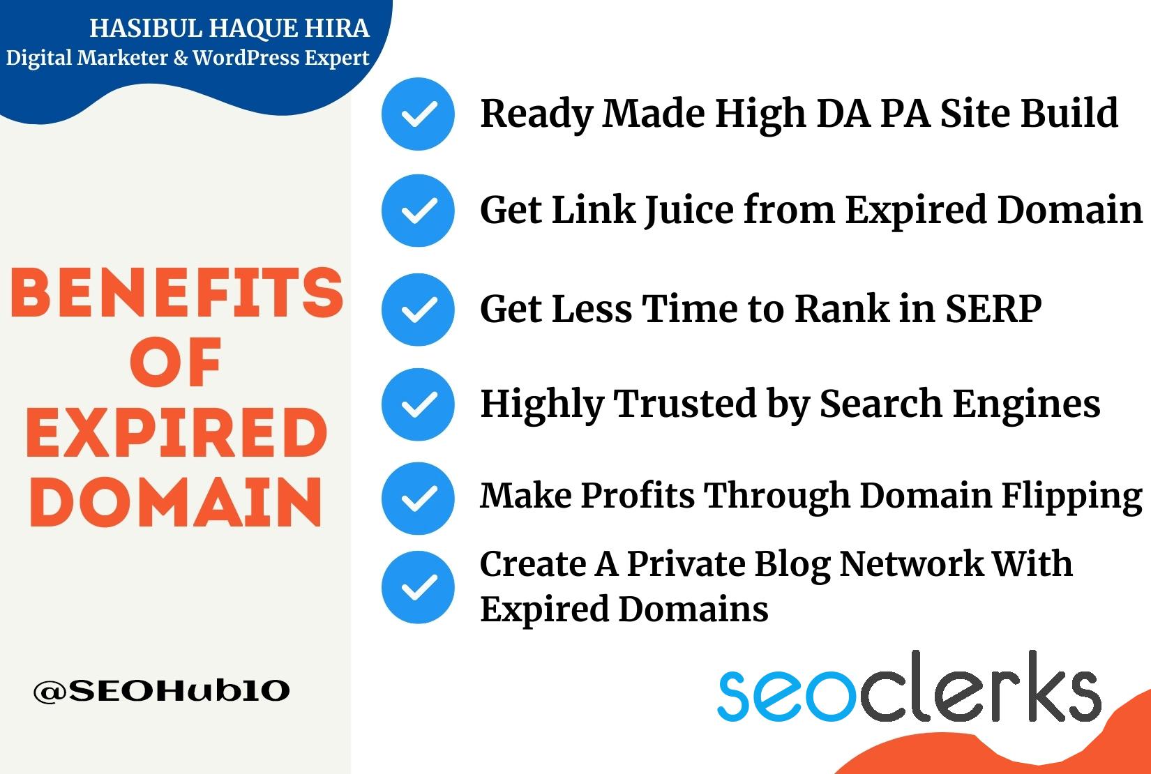 I will find high authority expired domain with 301 redirection