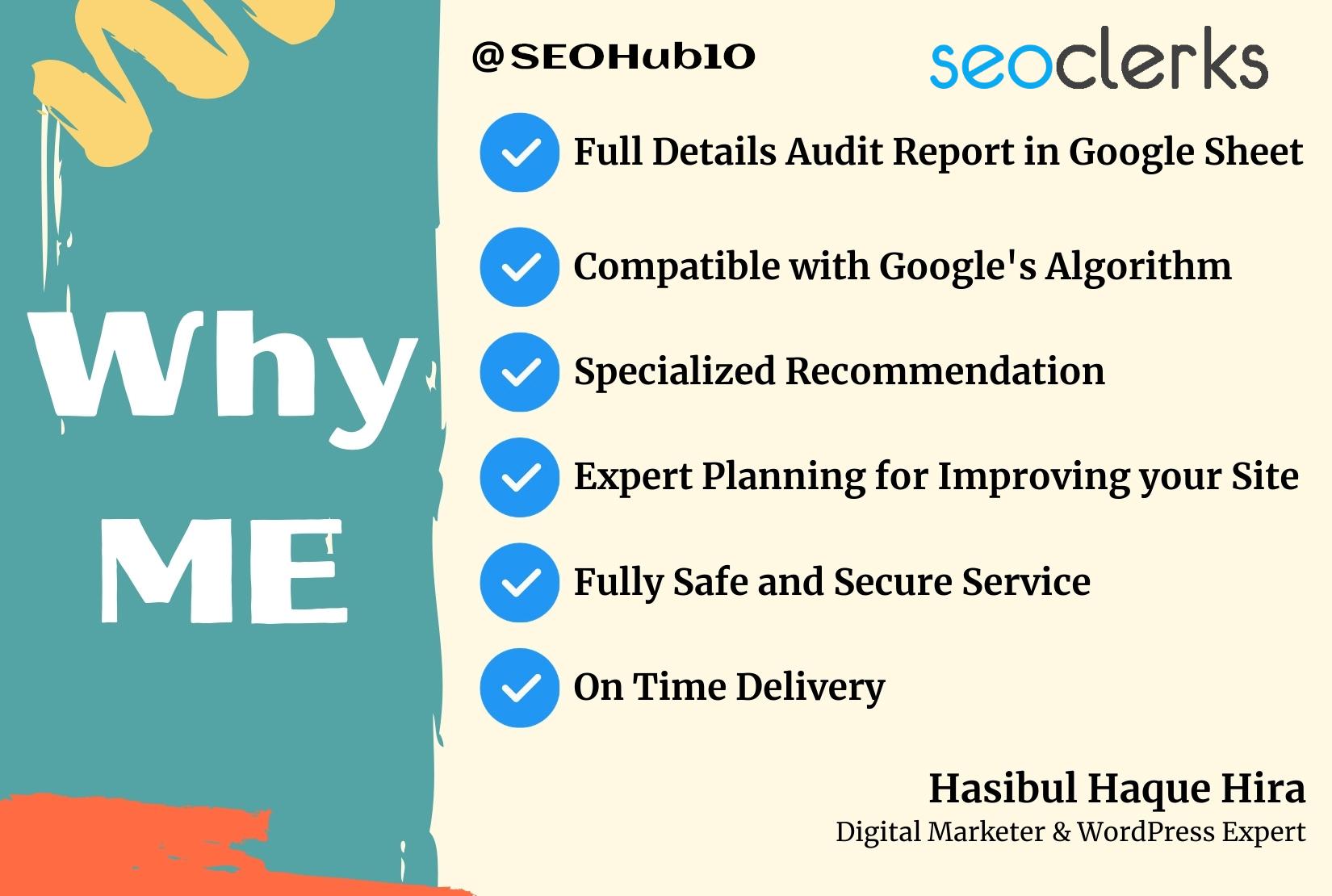 I will do complete website seo audit and provide an expert report
