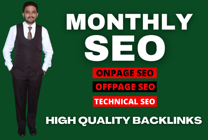 I will provide monthly SEO service, on and off page optimization for website ranking
