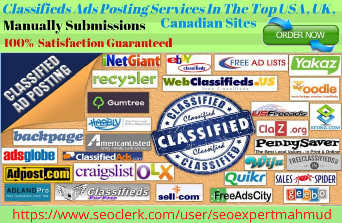 I will post your ads on 150 usa, uk, classified ads posting sites