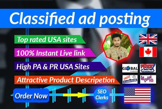 Promote your business by Classified ad posting in USA top rated sites 