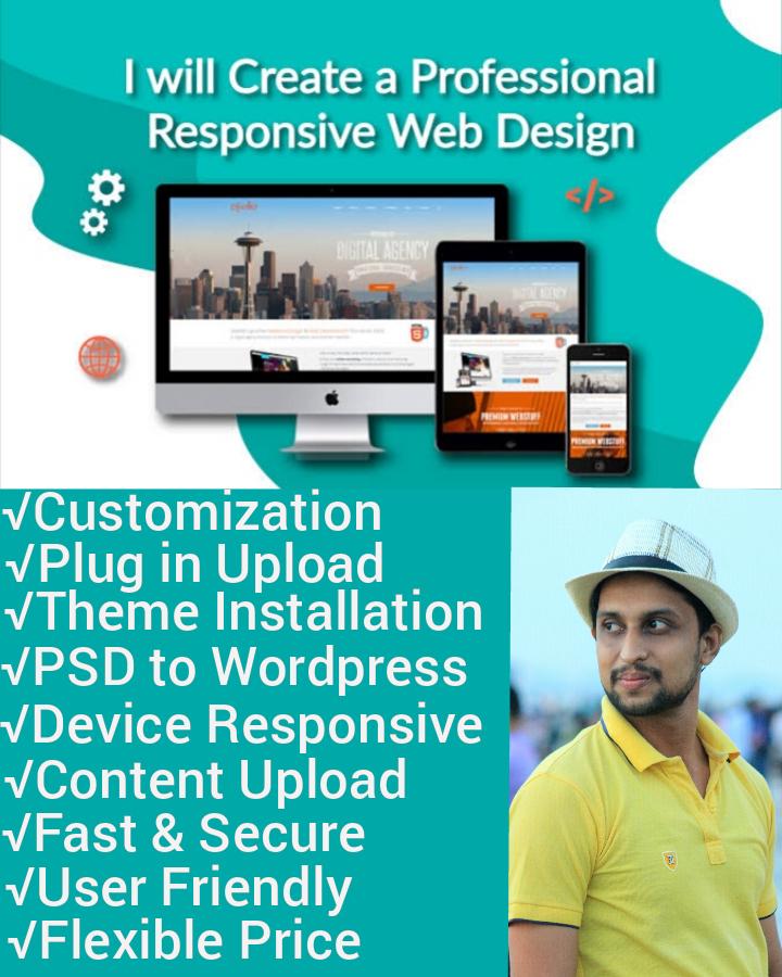 I will create,design and redesign modern responsive wordpress Ecommerce or blog site and fix it