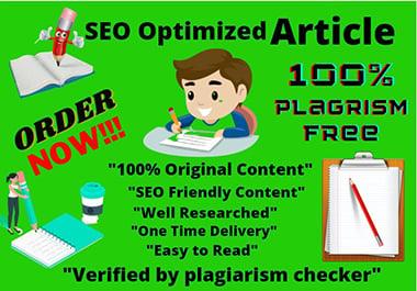 I will write 1000+ words SEO optimized article blog post