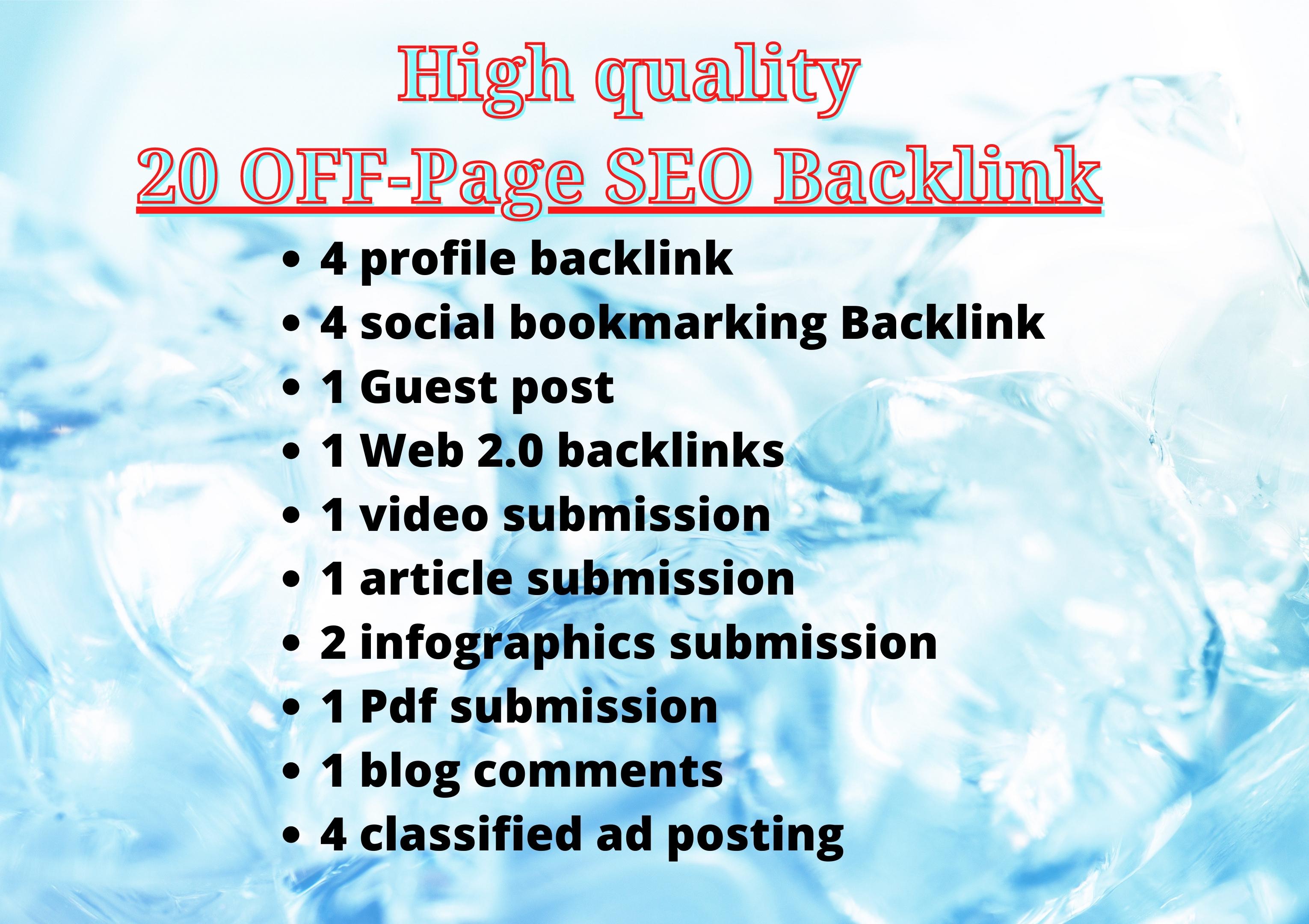 Create 20 mix backlinks for link building on your site