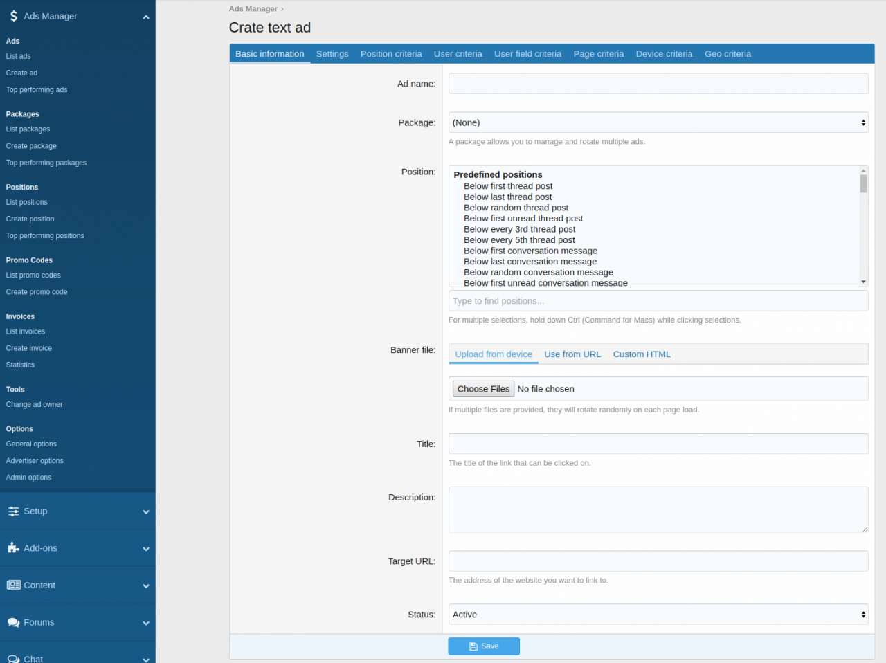 Ads Manager 2 v2.3.22 - Xenforo Addon