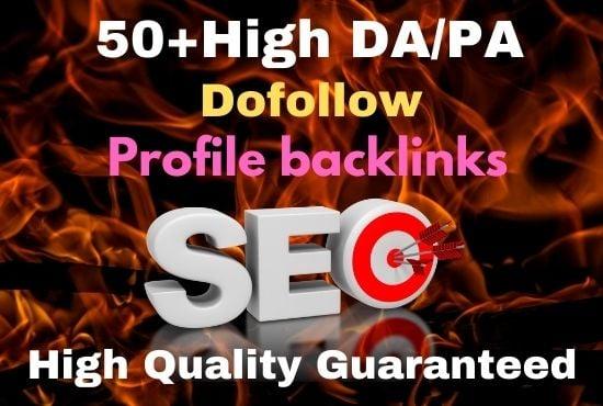 Manual 50 dofollow profile backlinks High DA/PA Site