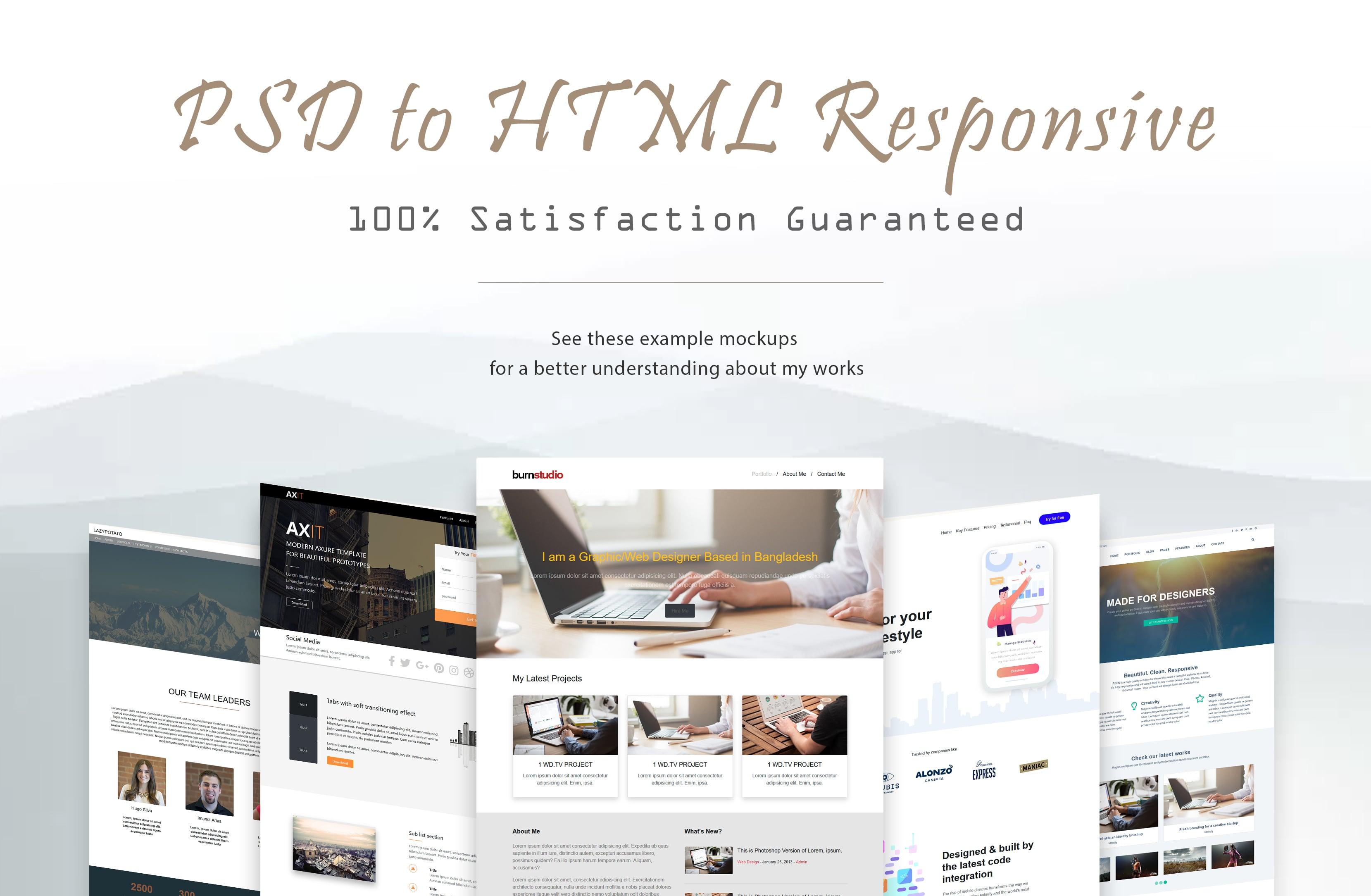 I will convert PSD to HTML CSS bootstrap responsive website
