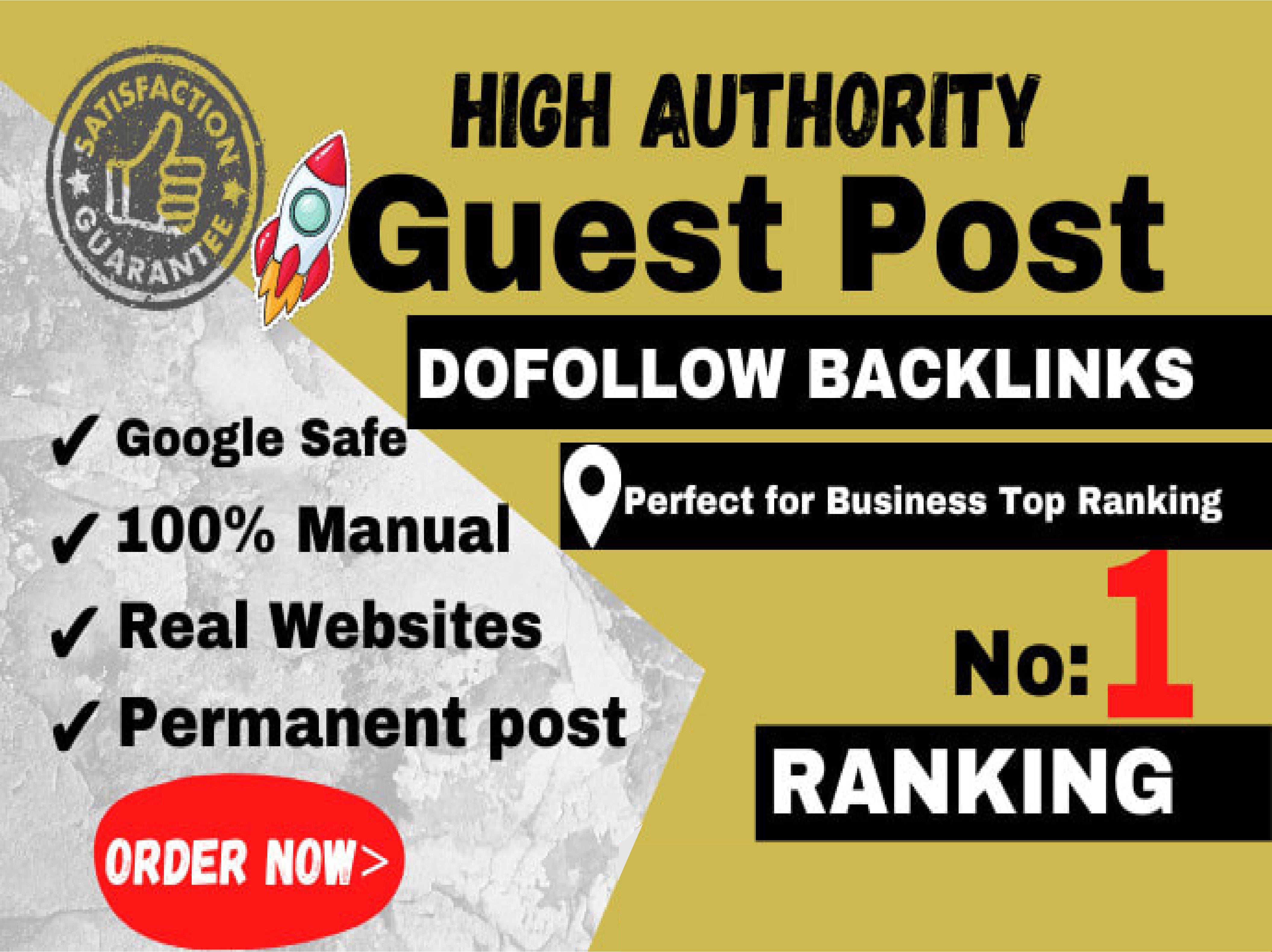 Create 20 Blog high authority Dofollow Guest Posts permanent Backlinks