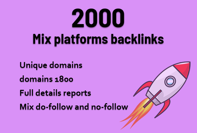 2000 Mix platforms backlinks Unique domain
