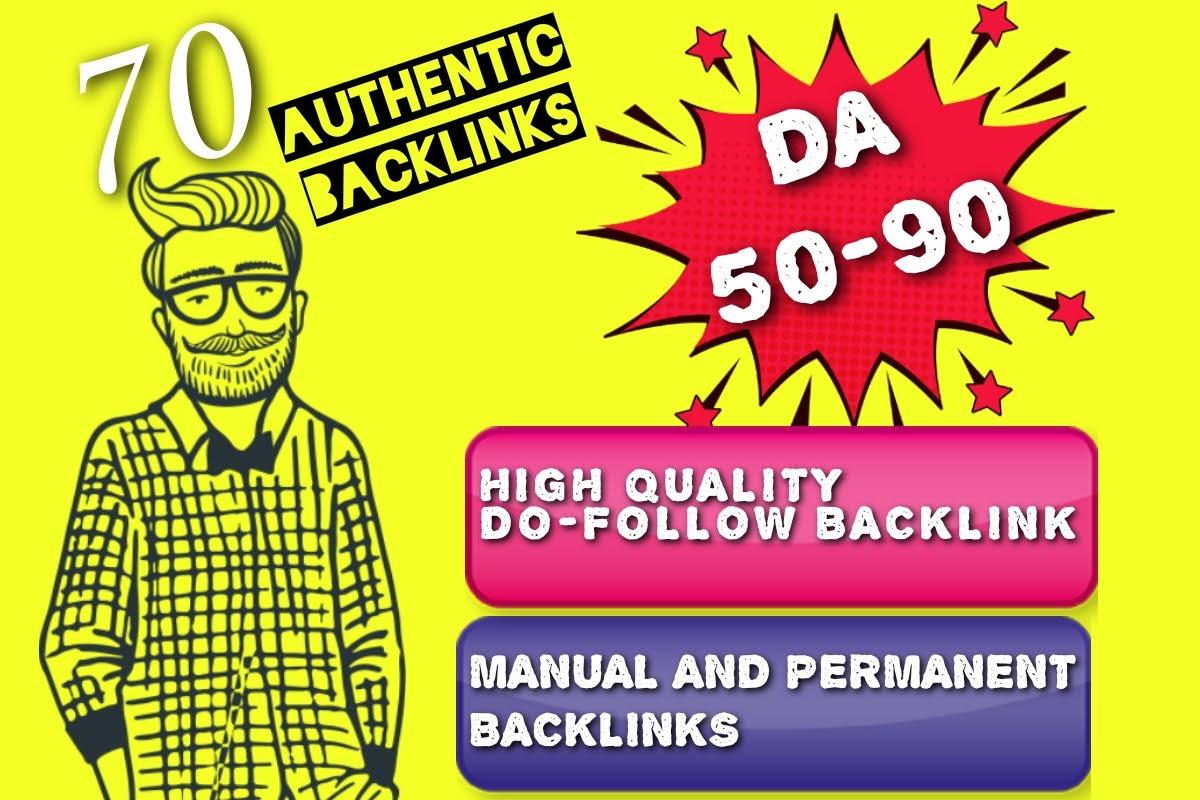I will create 70 manually high quality DA (50-90) Do-follow Profile Backlinks professionally