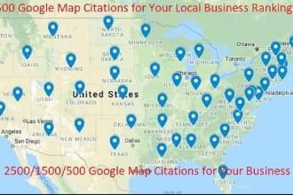 I will manually create 3000 Google Map Point Citation for your business