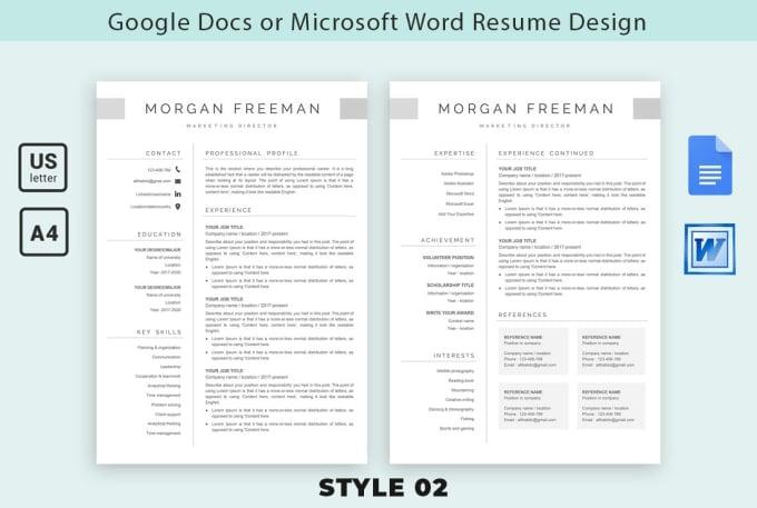 I will design your resume and cv in google docs or ms word