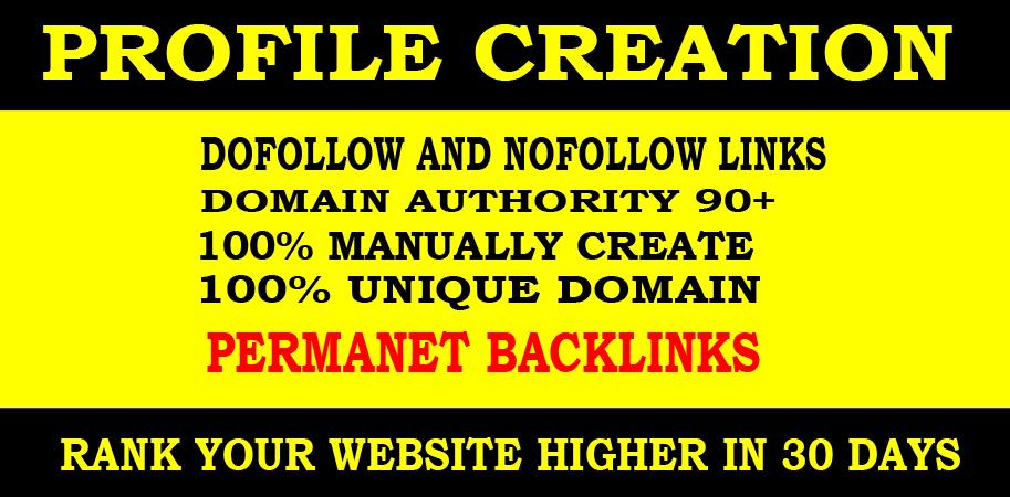  30 High DA social profiles setup or profile creations backlinks