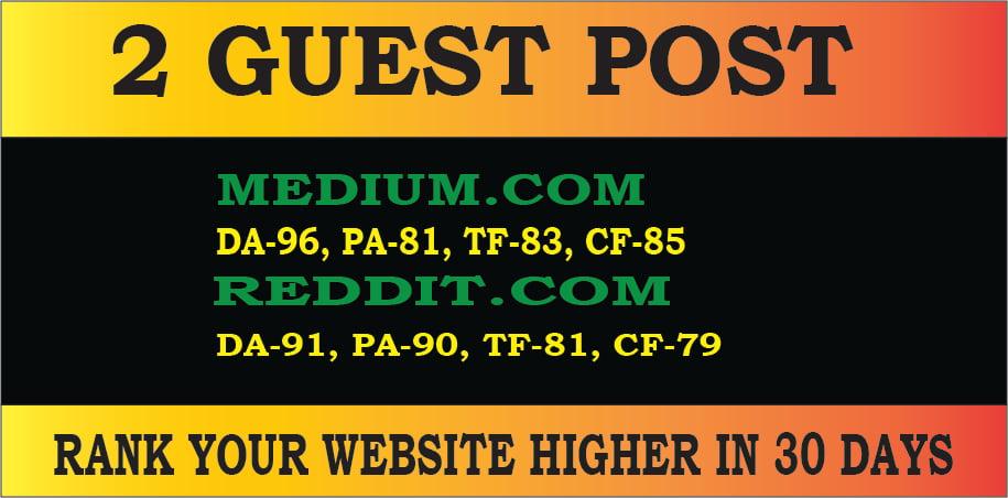 Publish 2 Guest Posts on High Quality sites