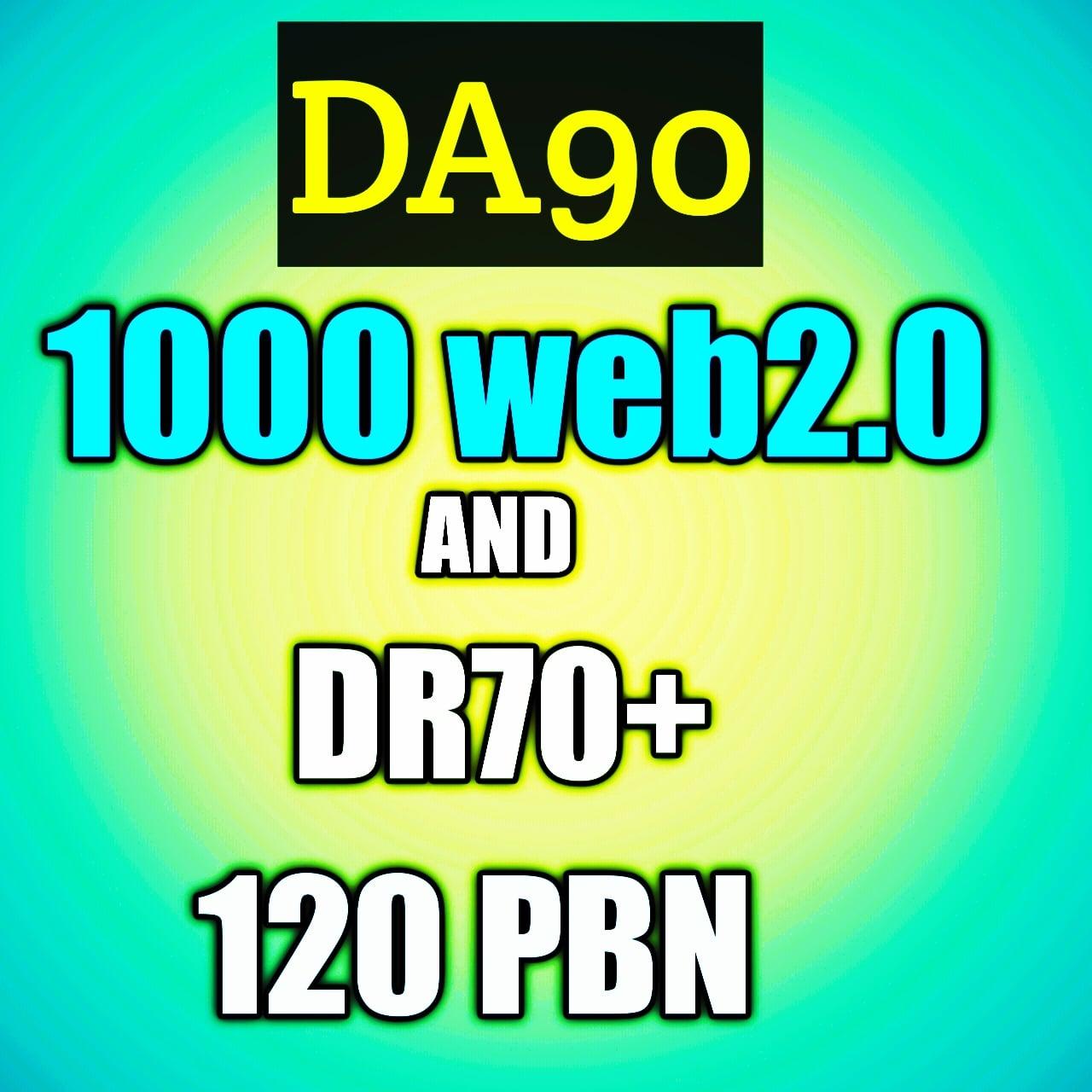 Indexable 1000 web2.0 DA90+ and 120 DR 74-35+ Permanant Homepage PBN Backlink