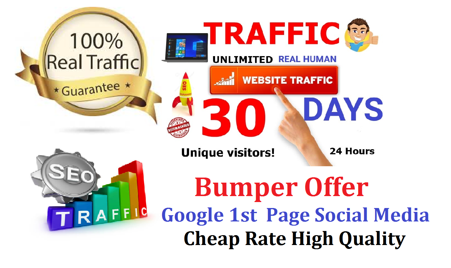 Bumper Offer 300,000 Worldwide Website USA Real Traffic Instagram,YouTube,Twitter,LinkedIn Traffic 
